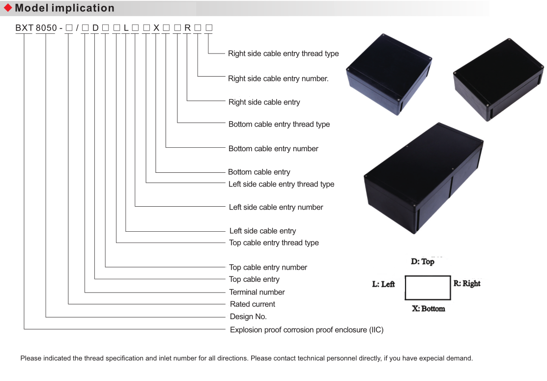 BXT8050 Explosion Proof And Corrosion Proof Empty Enclosures