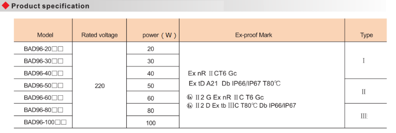 BAD96 Explosion Proof Energy-Efficient