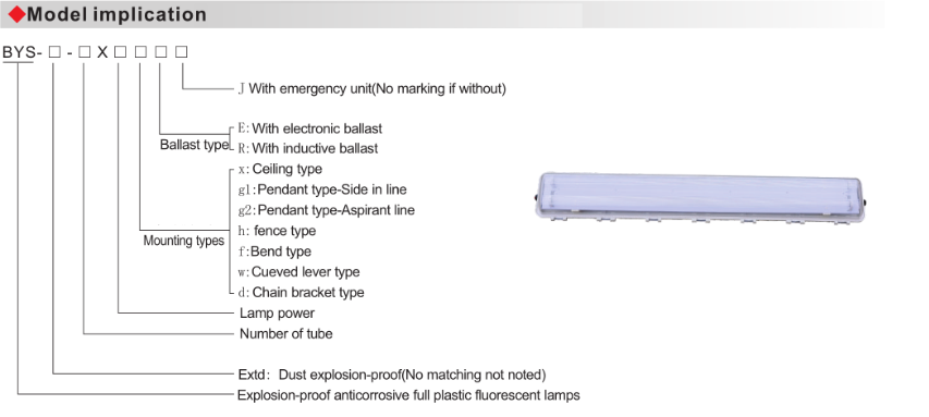 BYS Explosion Proof Anticorrosive Full Plastic Fluorescent Lamp