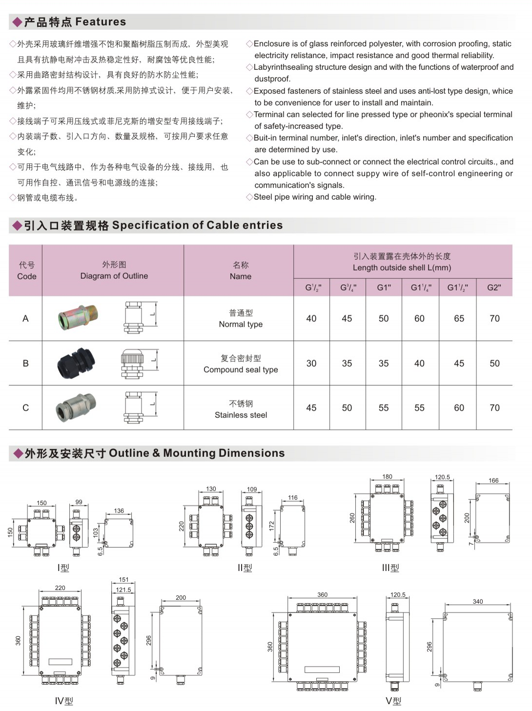 BJX8050 Explosion Proof Corrosion Proof Junction Box